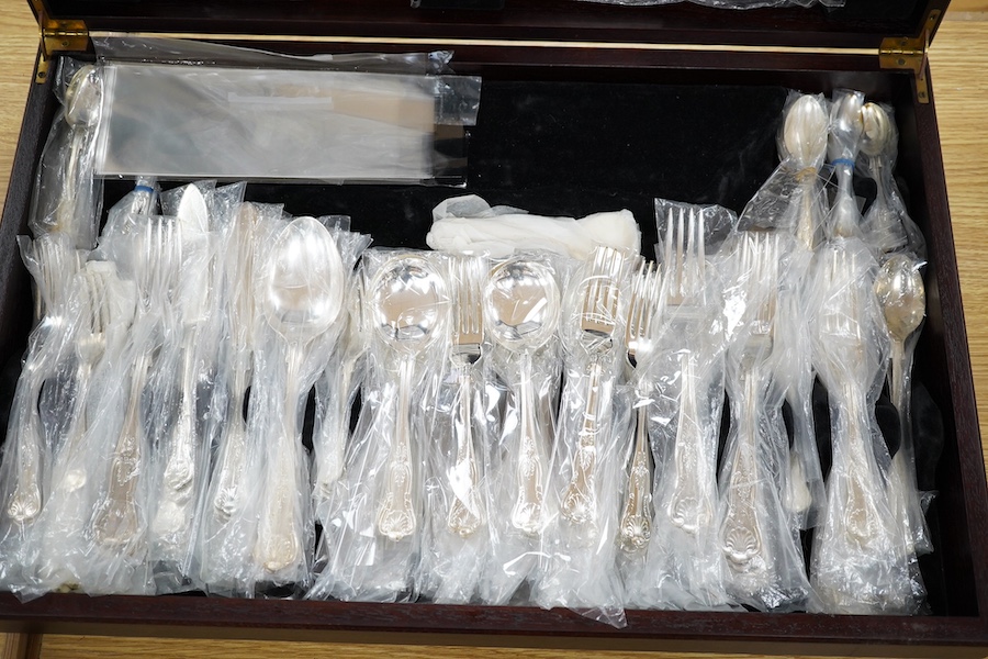 A silver plated Kings pattern canteen, settings for twelve. Condition - good